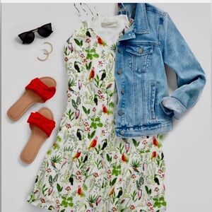 Loft Toucan Jungle Flouncy Summer Dress size Small
